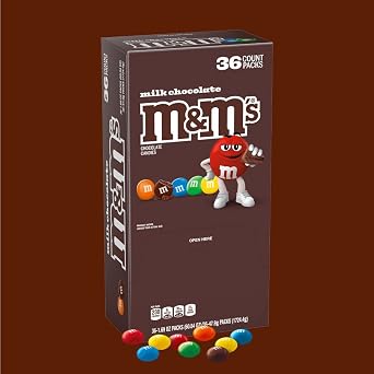 M&M'S Milk Chocolate Candy, Full Size, 1.69 oz Bag (Pack of 36)