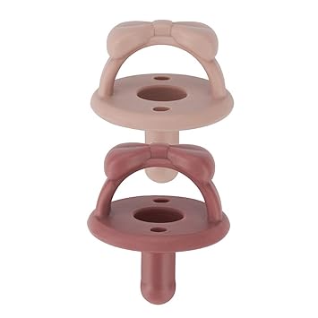 Amazon Com Itzy Ritzy Sweetie Soother Pacifier Set Of 2 Silicone Newborn Pacifiers With Collapsible Handle Two Air Holes For Added Safety Set Of 2 In Clay Rosewood Ages Newborn