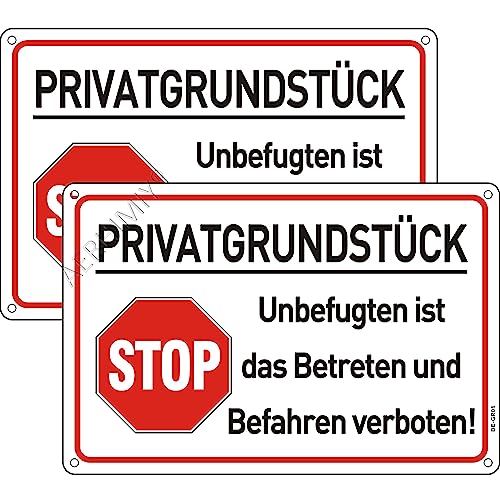 Privatgrundstück Schilder Metall Reflektierend 20x30 cm Privatgrundstück Betreten und Befahren Verboten Schild Aluminium UV-beständig Wasserfest Rostfrei mit Bohrlöcher
