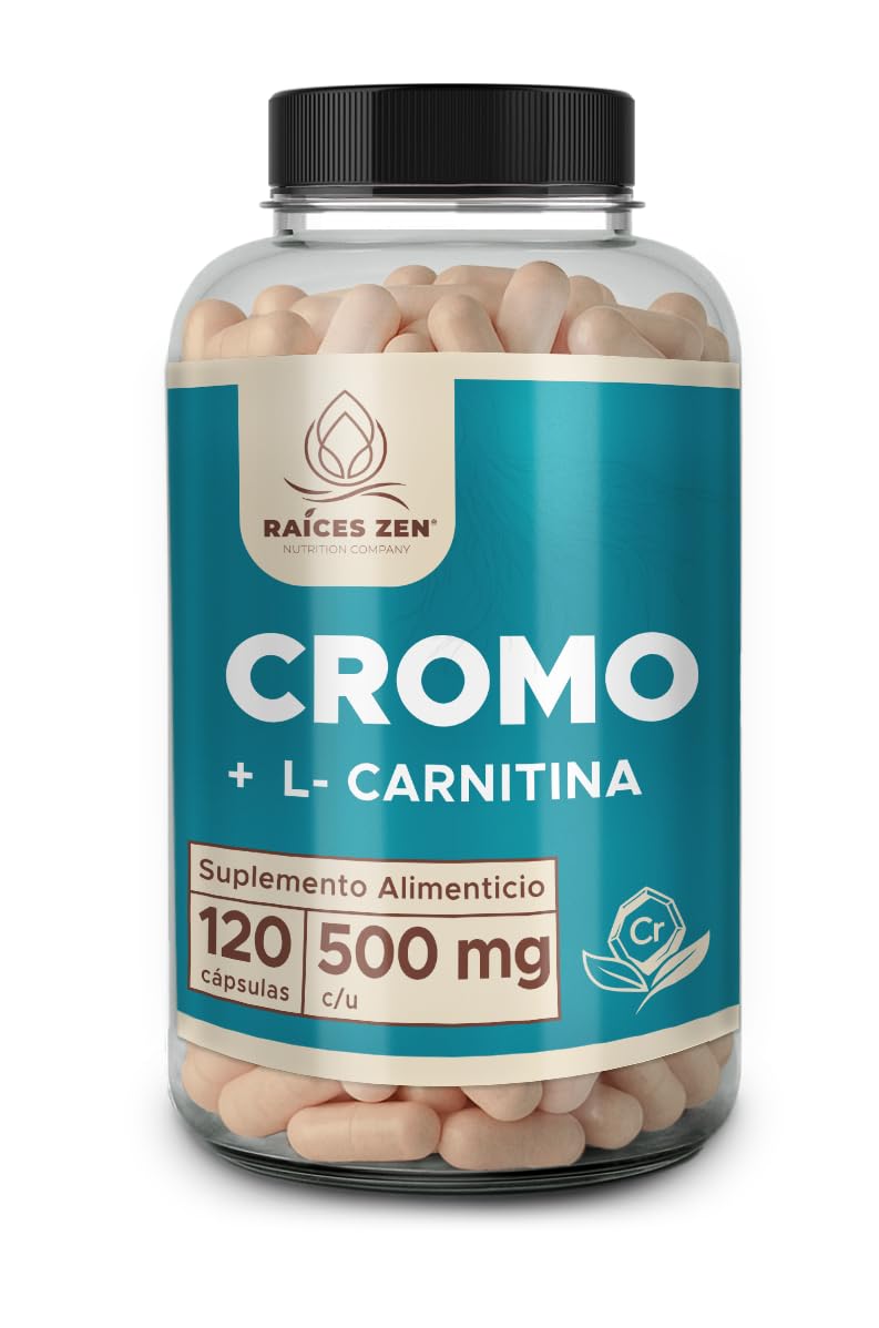 picolinato de cromo y l carnitina L-Carnitina Raíces Zen 120 Cápsulas Super Premium Salud y Cuidado Personal Picolinato de Cromo L-Carnitina Raíces