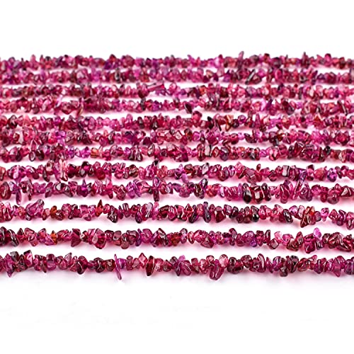 Qnavic Natural Rhodolite Garnet Gemstone Beads Nugget Chips Drilled Stone Chakra Healing Crystals Diy Jewelry Making Wholesale Bulk Loose Supply Strand 33 Inch (3 Strand) #TOP6