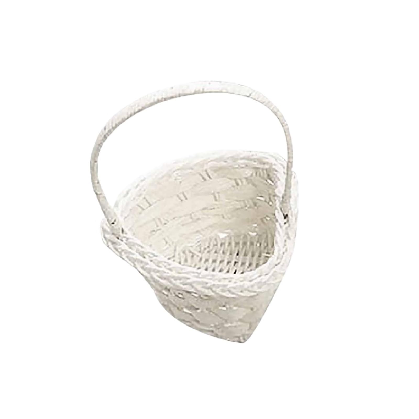 Hamper Basket Small White Basket Flower Girl Baskets Romantic Wedding Party Basket Candy Packing Storage Basket Box Cosmetics Organizer(Heart 12cm x 8cm)
