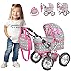 Kinderplay Puppenwagen ab 2 Jahre, Puppenbuggy ab 2 Jahre - Leichte und Stabile Konstruktion | Höhenverstellbar von 33 bis 63 cm | Spielzeug ab 2 Jahre Mädchen, KP0261S