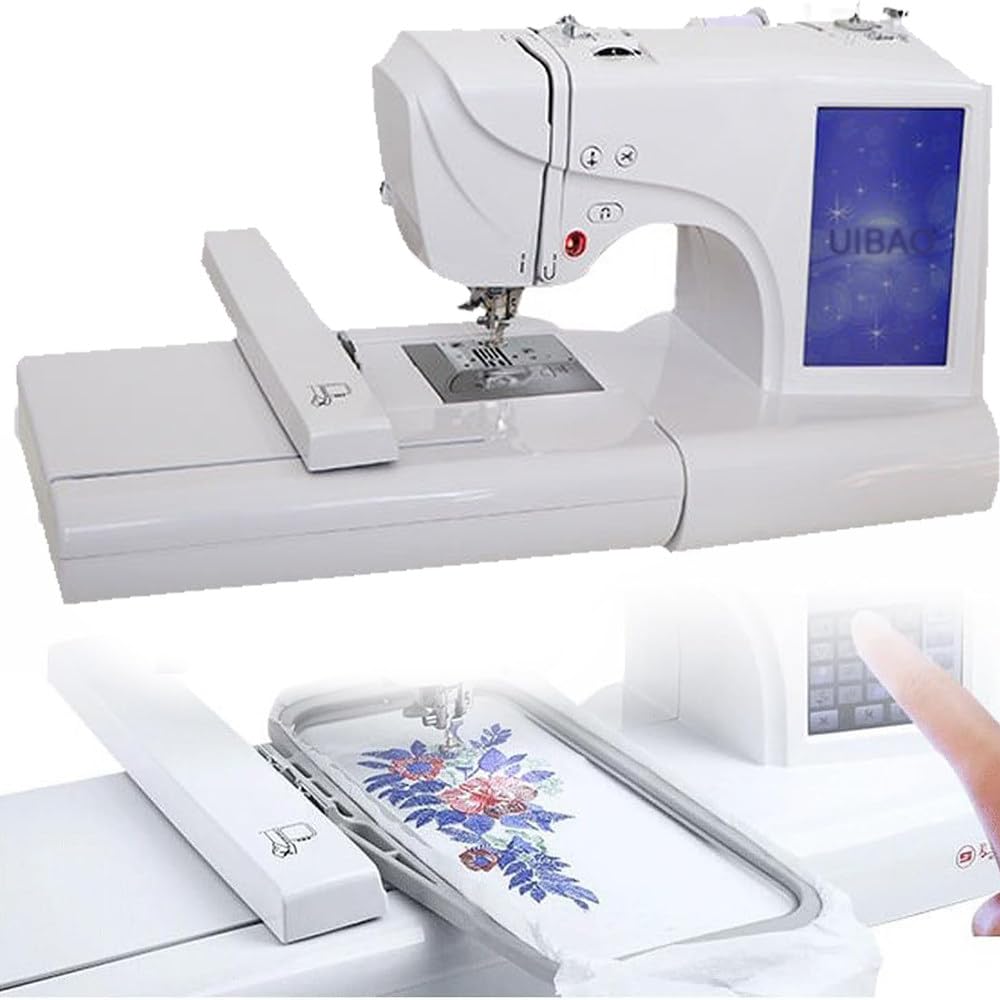 Machine À Broder Électrique, Machine À Coudre Automatique avec Grand Écran Tactile LCD, Outil Broderie DIY, 96 Motifs intégrés, 8 Motifs numériques et 10 Bordures,Couture Simplifiée