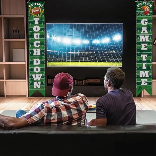 Image of Hooqict Football Banner Decorations Football Porch Sign Banners for Football Party Door Decorations Hanging Party Banner for Sport Theme Game Time Tailgate Party Supplies