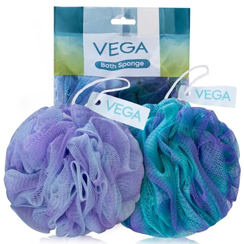 Image of VEGA Duo Splash Bath Sponge Bath Loofah for Men & Women | Soft Exfoliating Body Scrubber | Gentle Shower Pouf Sponge for Dead Skin Removal & Smooth Skin | Premium Bath Loofah Pack of 2 (BA-3 /37)