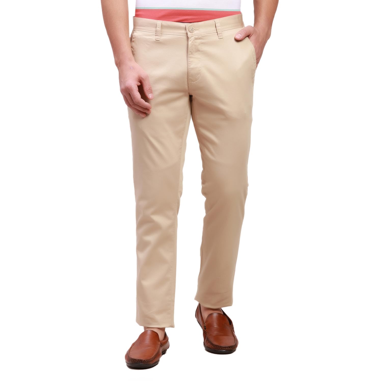 parx Men's Cotton Blend Solid Pattern Low Rise Tapered Fit Flat Front Casual Trouser-picture-32