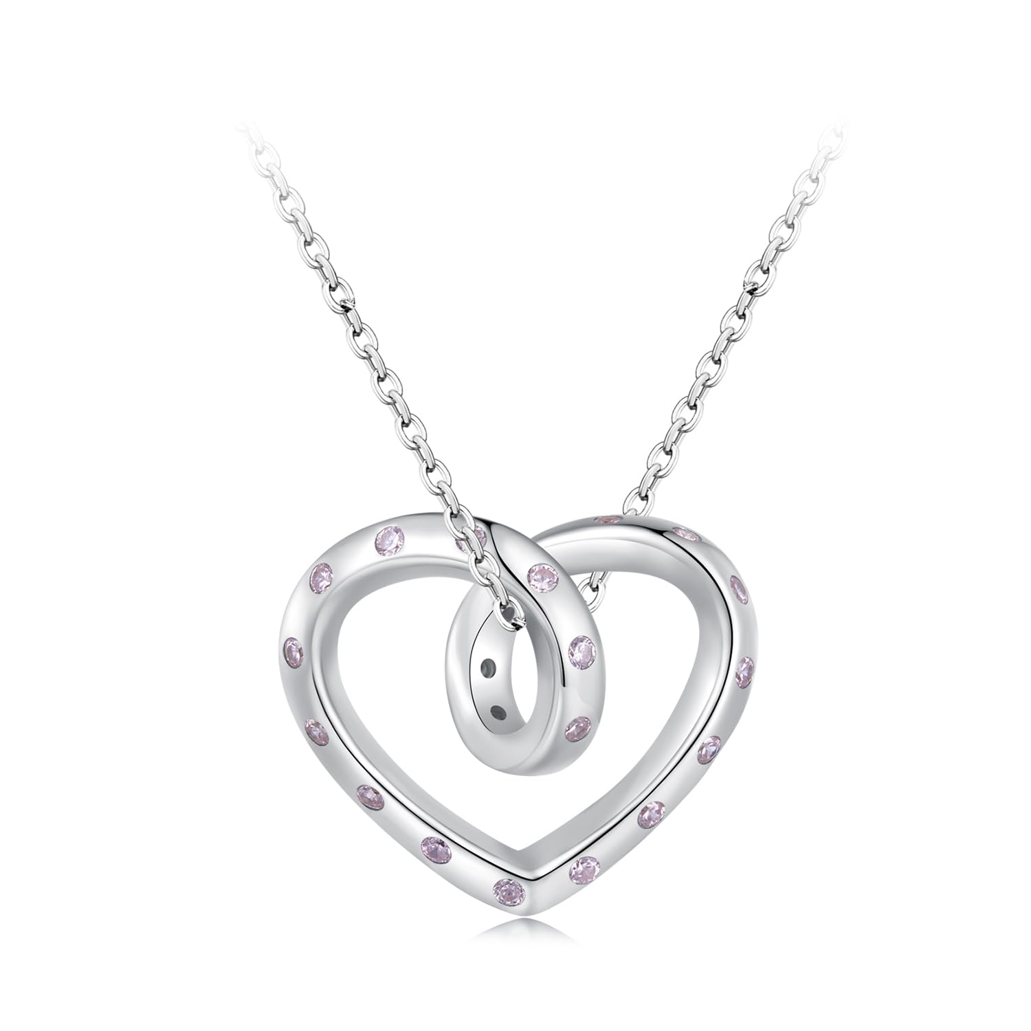 Unendlichkeits-Liebes-Herz-Halskette – Halskette mit Unendlichkeits-Herz-Anhänger aus Sterlingsilber für Frauen und Freundinnen zum Valentinstag