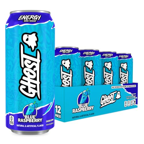 GHOST Energy Drink - 12-Pack, Blue Raspberry, 16oz Cans