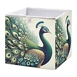 SDMKA Art Nouveau Peacock Cube Storage Bin Foldable Storage Cubes Fabric Storage Baskets for Shelf Closet Home Organizers, 11 Inch