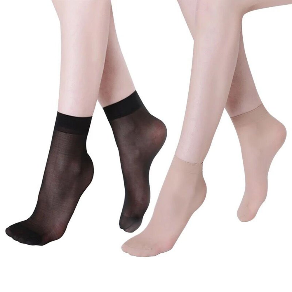 Women's Stretchy Ankle High Short Sheer Toe Nylon Socks(6 pairs black,6 pairs nude)