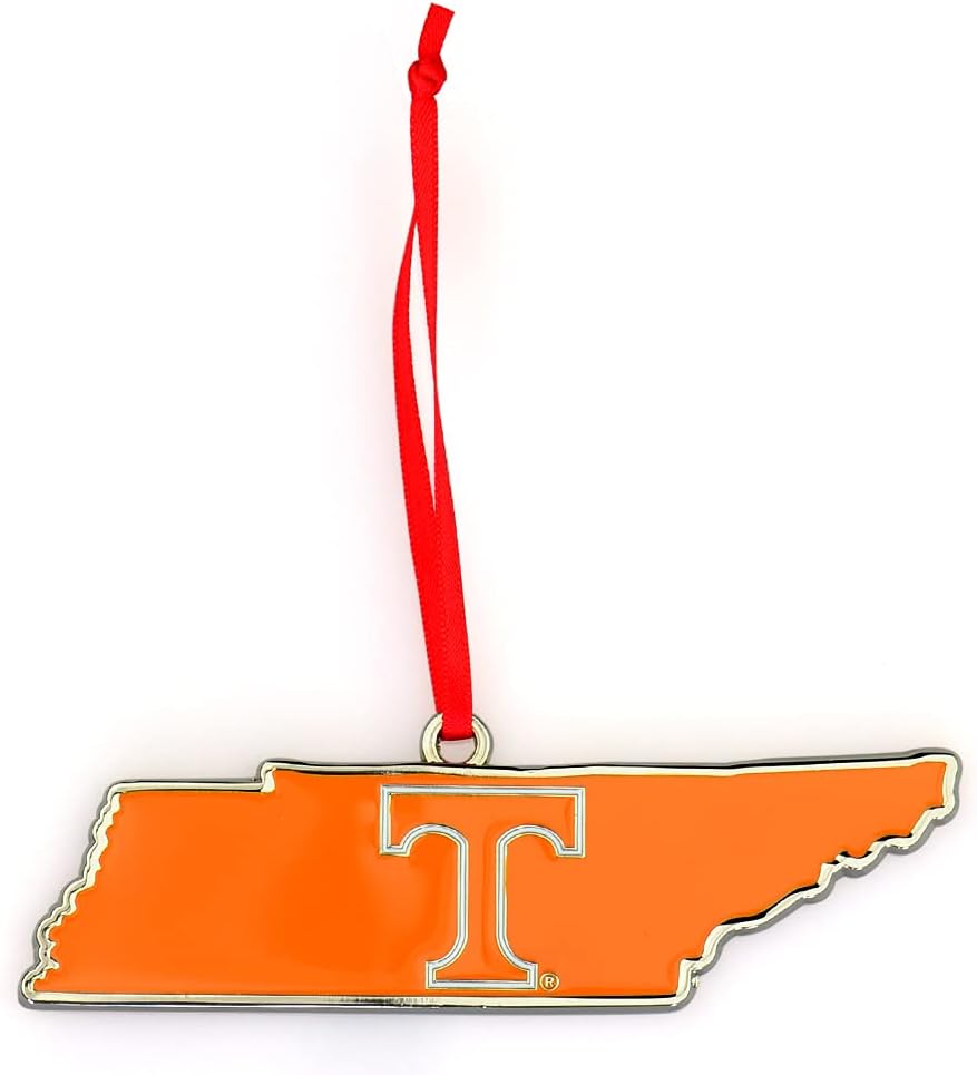 Tennessee Volunteers State Shape Metal Christmas Ornament