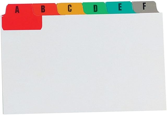 Concord 15398 Guide Cards Reinforced A-Z 203x127mm White with Tabs Multicoloured Ref 15398