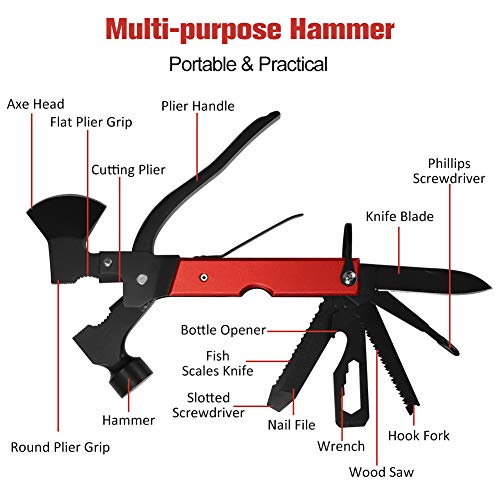 HIPPIH Pocket Knife Multi Tool with Durable Matched Sheath, Stainless Steel Survival Camping Tools with Plier, Screwdrivers, Bottle Opener, File, Wrench
