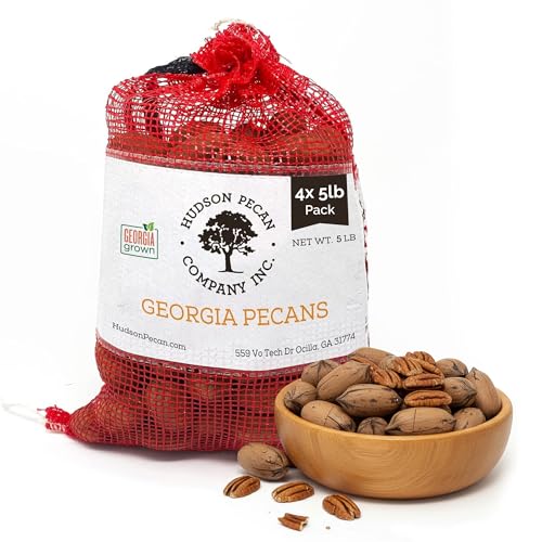 Image of HUDSON PECAN 20lb In-Shell Georgia Grown Pecans: Southern Unshelled Nuts | Naturally Sweet Pecans, Kosher, Gluten-Free & Keto Snack, perfect for Salads or Baking in bulk, Family-Owned, 4x5lb Bags
