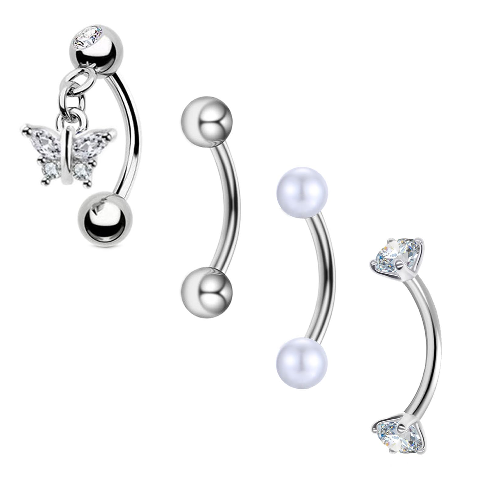 Zakrzywiona sztanga brwi warga pierścień wieża stokrotka helix pręty 8 mm stal nierdzewna 16G piercing banan srebrny złoty