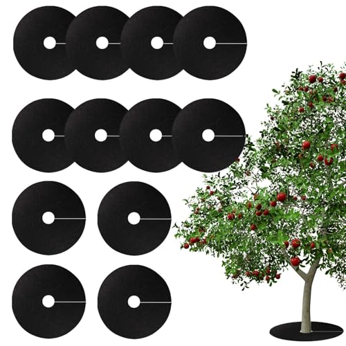 weiting 12 discos de mantillo para árbol de protección de árboles, placa de mantillo, anillo de mantillo, esterilla protectora para árboles, esterilla protectora para malas hierbas, transpirable,