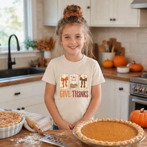 Image of Toddler Girls Thanksgiving Shirts Turkey Pumpkin T Shirt Cotton Short Sleeve Halloween Tops 1-10 Years
