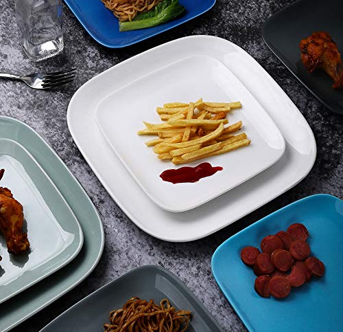 Dinner Plates, KOMUEE Porcelain Square Dinner Plates - 10 Inch - Set of 6, White - Thumbnail 5