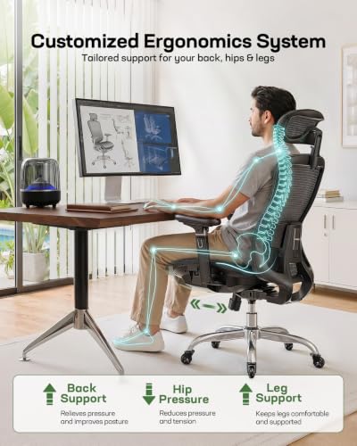 Image of Marsail Big and Tall Mesh Ergonomic Office Chair with 6D Armrests, 3 Pack