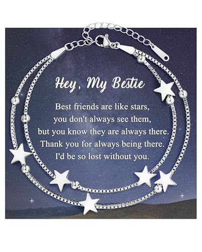 Tarsus Gift for Friend, True Friends Like Stars are Always There, Woman Friendship Gifts Idea, Star Bracelet for Bestie Soul Sister Christmas/Birthday/Mothers Day