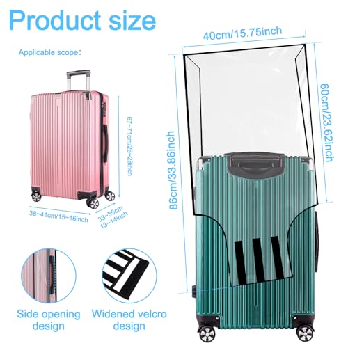 PVC Luggage Cover, Clear Suitcase Cover with Handle Opening, 15.7×33.9 Inch Transparent Travel Luggage Protector Cover, Waterproof Suitcase Dust Cover for Luggage Up to 27.95×16.1×13.8 Inch3