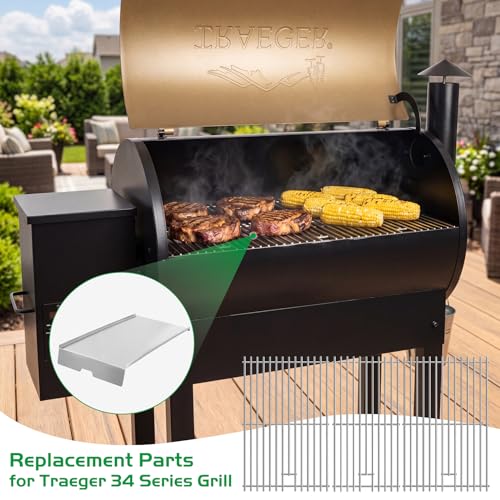 Drip Tray Cooking Grate Set for Traeger 34 Pro Series Grease Pan Grill Grid Replacement Parts KIT0786 BCA006 Eastwood Texas Elite Pellet Smoker Heat Baffle Diffuser Stainless Steel BBQ Accessories by Unidanho - Used condition - Image 4