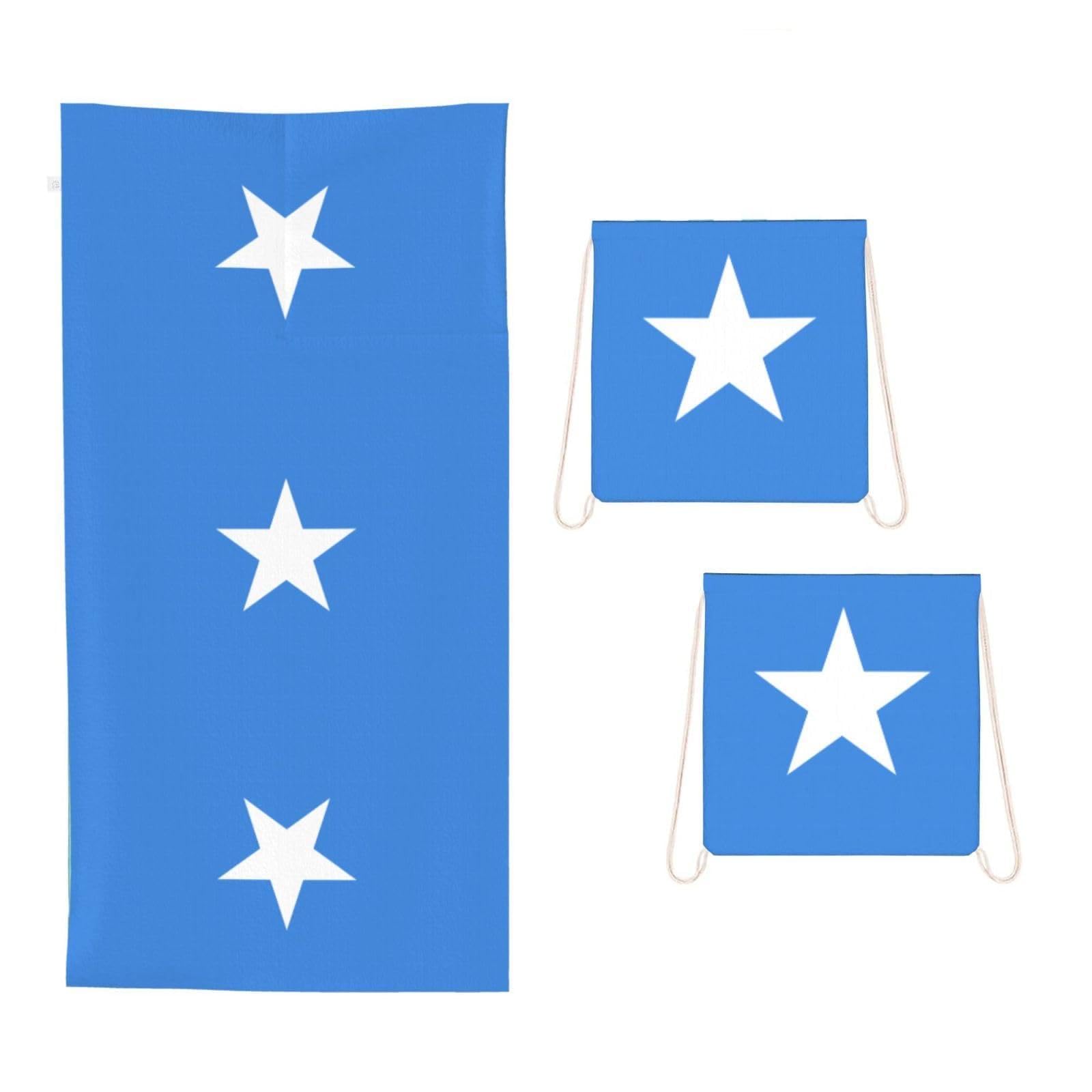 CNTDBU Somali flag 2 in 1 Packable Towel Bag-Large Beach Towel with Stuff Sack, Super Absorbent Microfiber Travel Towel for Pool