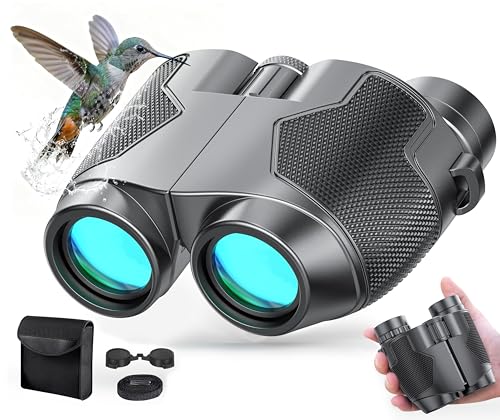 Binoculars 12x25 for Adults and Kids Night Vision Binoculars Compact Binocular Waterproof Binocular Wide Field of View for Bird Watching,Hiking,Hunting,Concert with Carrying Bag