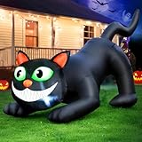 FunFanso 7 FT Halloween Inflatables Black Cat Outdoor Decorations, Blow Up Yard Decorations Built-in Bright LEDs for Indoor Party Garden Lawn Decor, Easy Installation Festival Halloween Party Decor