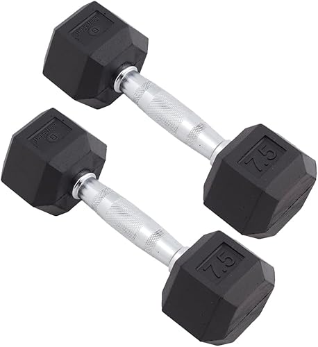 Body Sport Rubber Encased Hex Dumbbell Weight Dumbbells for Exercises Strength Training Equipment Home Gym Accessories Weight Training