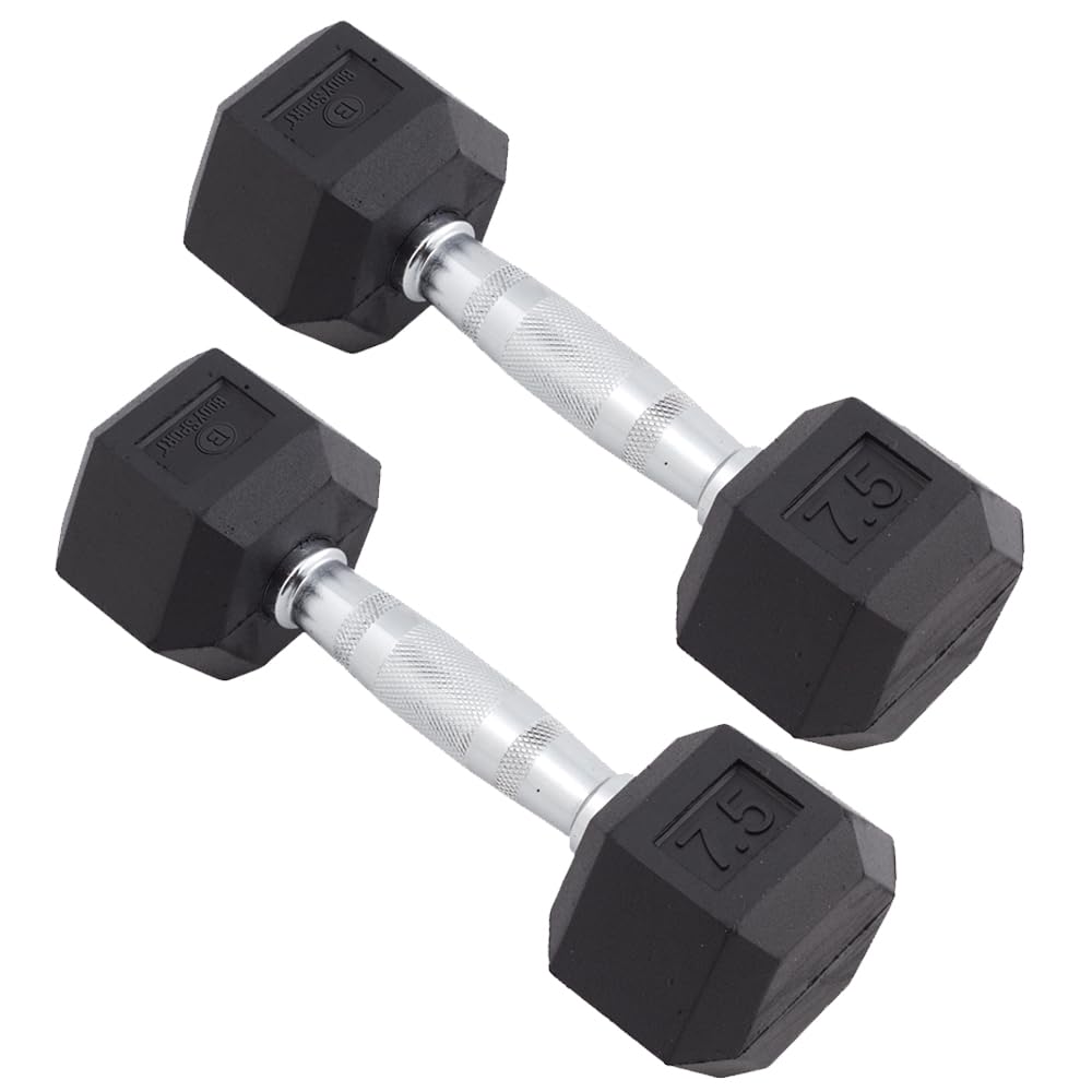 Body Sport Rubber Encased Hex Dumbbell