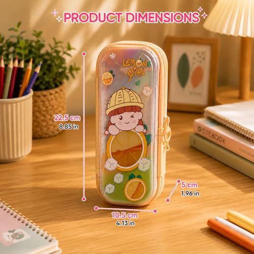 Image of WISHKEY Pencil Box for Kids Cute Cartoon Hardtop Pencil Case with Zipper Large Capacity Stationery Organizer Box for School Boys & Girls Durable Waterproof Pencil Pouch Random Design /Color
