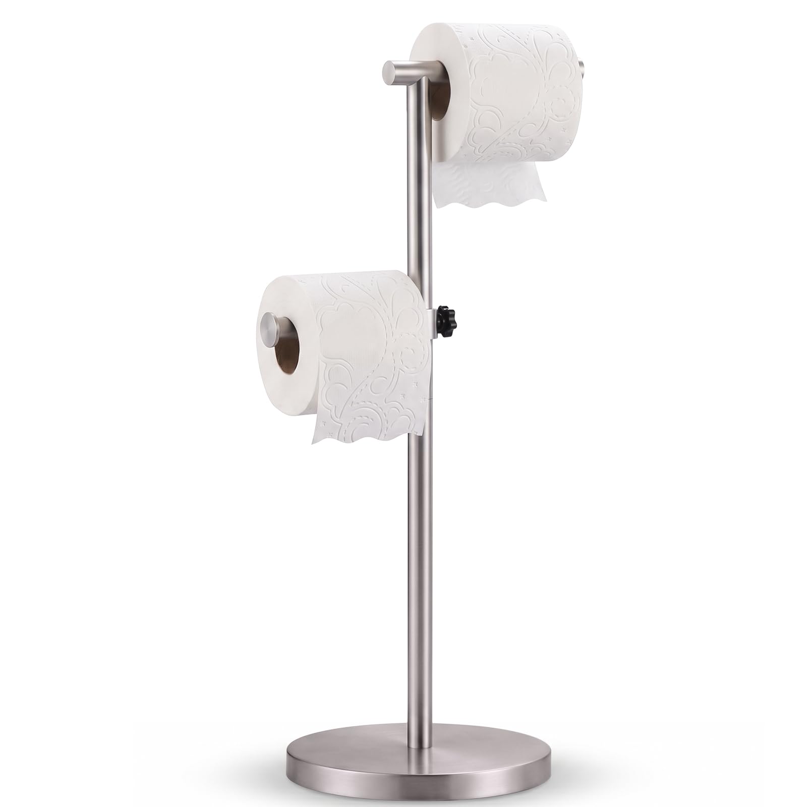 Toilet Paper Holder Stand, Heavy-Duty Stainless Steel Toilet Paper Stand with Weighted Base, Free Standing Floor Tissue Roll Holder for Bathroom, 21" H Matte Black — Amazon image 9