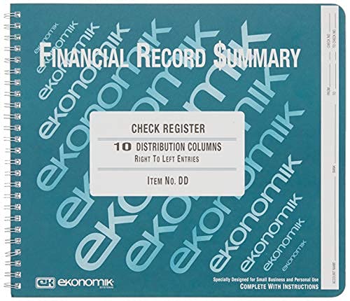 Ekonomik DD Wirebound Form Dd Check Register W/10 Left Distribution Columns, 8-3/4X10