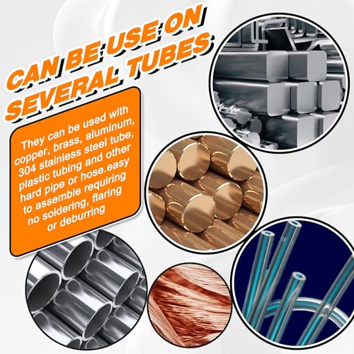 Hasaomoi H-RP-7001-03-T8-140 140Pcs Compression Fittings Assortment Kit - 1/4 Inch Of Brass Compression Sleeve Ferrule, Insert And Nuts,Used To Connect Lines thumb #5