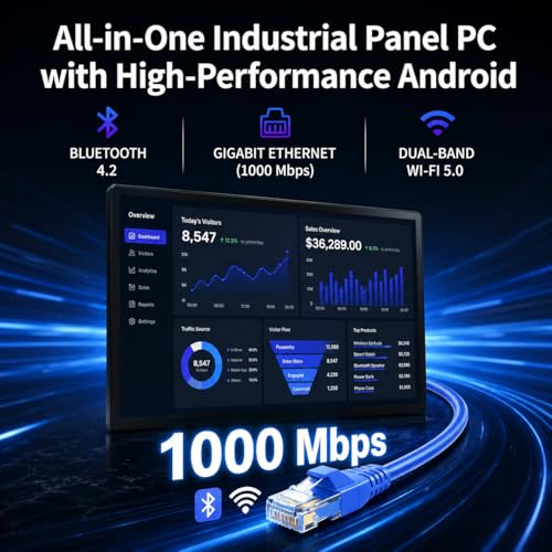 Image of 21.5 inch All in One Computer Android 12, Touchscreen Industrial Panel PC with Wall Mount, RK3399, 4GB Ram 64GB Rom, 1920*1080 IPS, HDMI 2.0, USB3.0*1, USB2.0*3 for Office /Automation /Kiosk /Bar /Warehouse