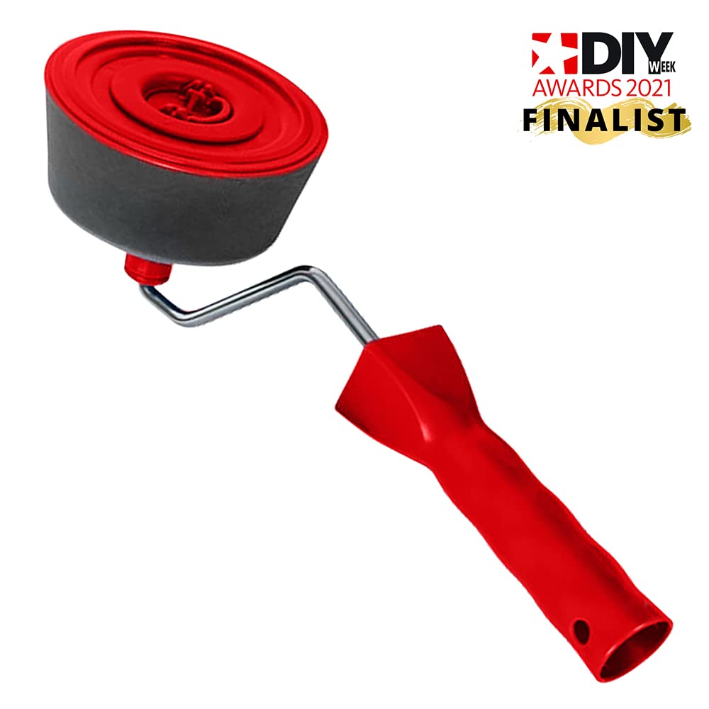 DEKTON DT95840 Malwerkzeug-Set, rot, Farbwalze, beflockte Kantenkante, Eckpolster, Teleskopstange, leicht zu reinigen, waschbar.
