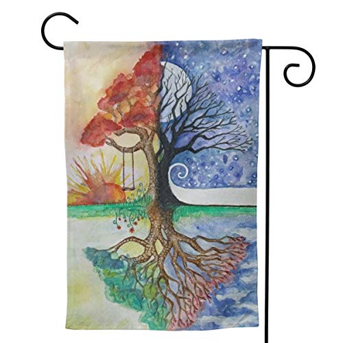 Christmas Yule Tree Pagan Norse Wiccan 12.5X 18 28 X 40 Big Large Jumbo for Party Themed Flag Welcome Outdoor Outside Decorations Ornament Picks Garden Yard Decor Double Sided Flag