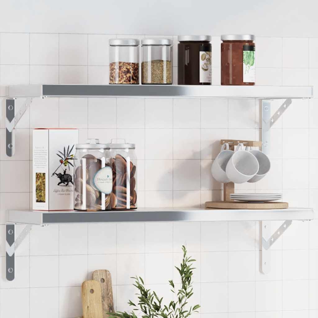 Soportes para estanterías (4 unidades, 23,5 x 2,5 x 15,5 cm, acero inoxidable, robusto, soporte de pared para estantes flotantes, consola de estantería, almacenamiento de garaje, capacidad de