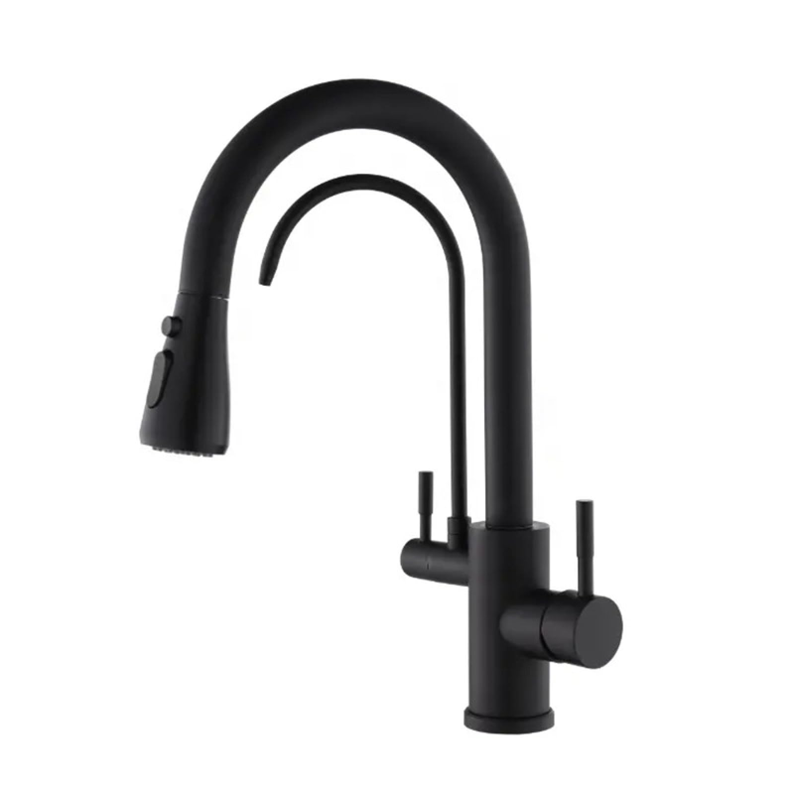 Fanjubei Black Kitchen Pull-Out Hot And Cold Drinking Water Stainless Steel Rotary Faucet