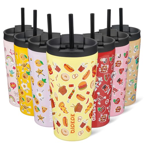 Image of BJPKPK 18 oz Coffee Tumbler with Straw, Insulated Stainless Steel Cup