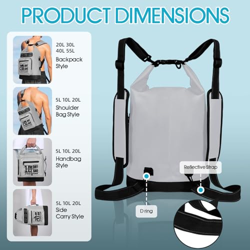 Image of MORXPLOR Dry Bag Waterproof,5L /10L /20L /30L /40L /55L Roll Top Dry Bag Backpack with WaterProof Phone Case for Swim,Kayak