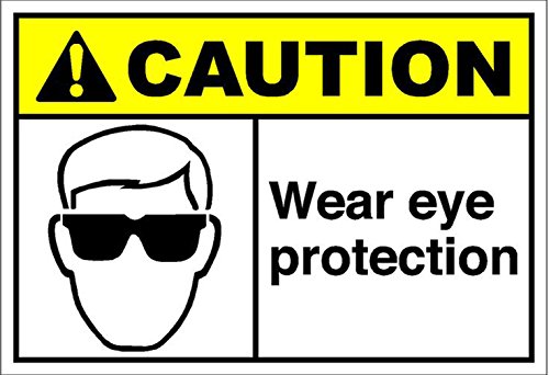 Wear Eye Protection Caution OSHA/ANSI Vinyl Sticker Decal 8"