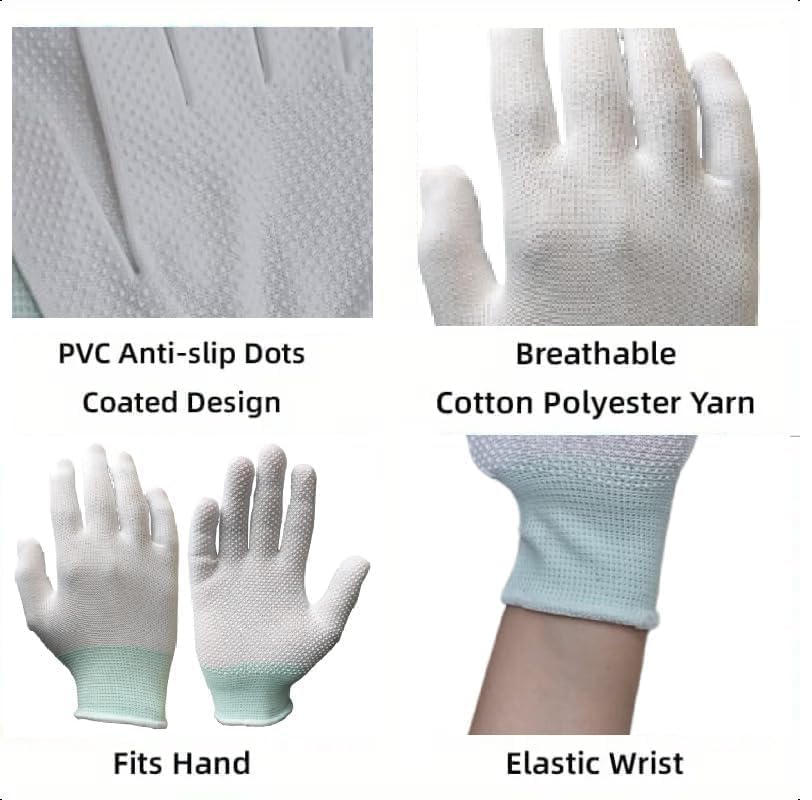 ZH Cotton Gloves Anti Slip with PVC Dotted for Tennis Only for Soft Ball (White) 3
