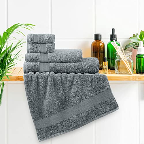 Midland Bedding 8 Piece Bale Towel Set, Cotton Towels Set - 4 Wash Cloths/Face Towels, 2 Bath Towels and 2 Hand Towels for Bathroom. 400 GSM Thread Count (Grey) - Cosy Home Interiors Midland Bedding 8 Piece Bale Towel Set, Cotton Towels Set - 4 Wash Cloths/Face Towels, 2 Bath Towels and 2 Hand Towels for Bathroom. 400 GSM Thread Count (Grey) - Image 3