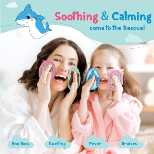 Image of Large Kids Ice Packs for Boo Boos with Strap, 3 Packs Cute Reusable Hot Cold Gel Packs for Kid's Fever,Pain Relief,Wisdom Teeth,First Aid and Neck, Head, Arms, Legs Injuries