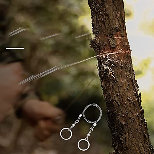 2Pcs Survival Stainless Steel Hand Pocket Wire Saw Pocket Chainsaw Two Sided Outdoor Portable Hand Saw Camping Rope Saw Blade