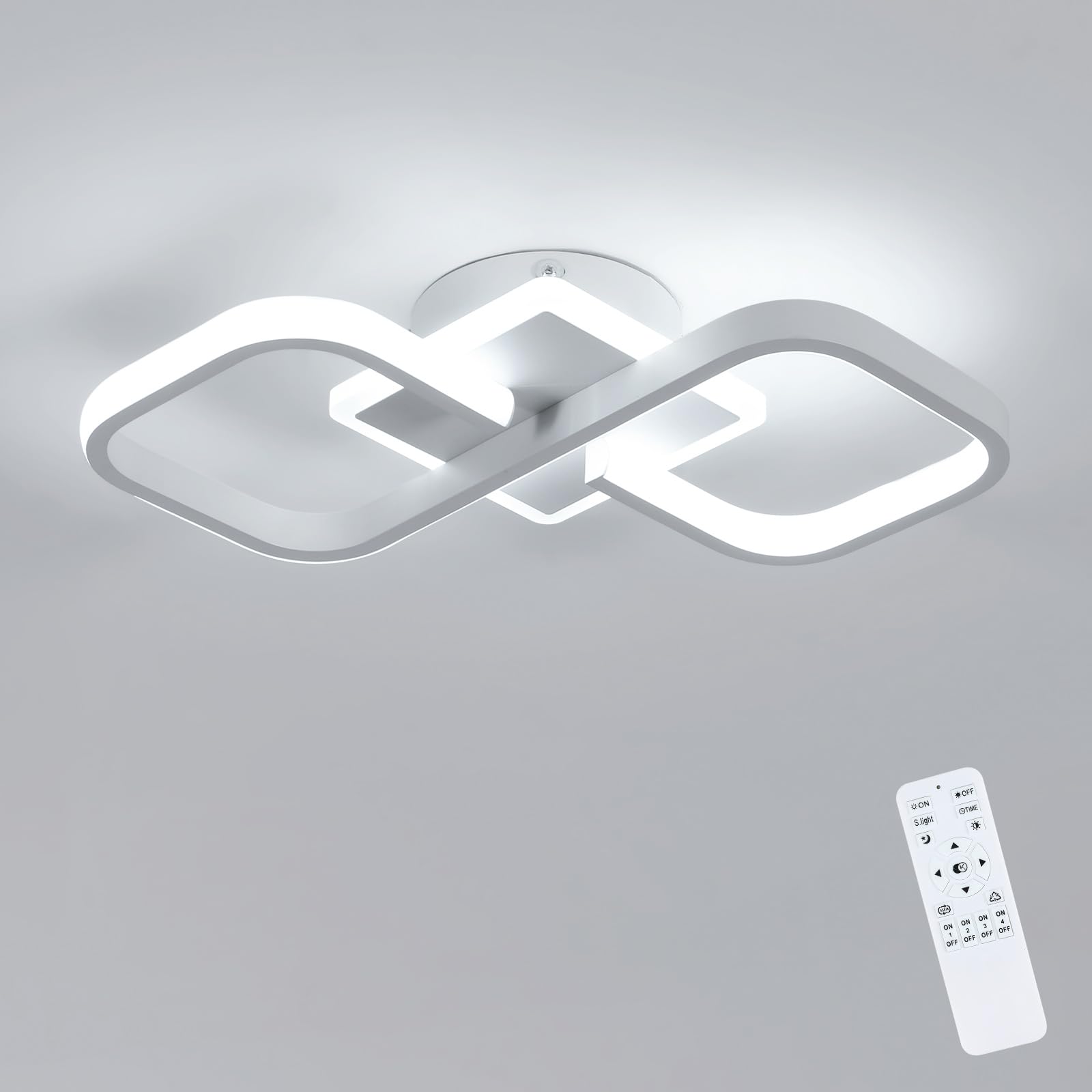 Comely Plafoniera Dimmerabile 40W 4500LM Telecomando 3000K-6500K | 40W 4500LM Lampadario LED Soffitto Bianco per Camera da Letto, Soggiorno, Cucina, Studio