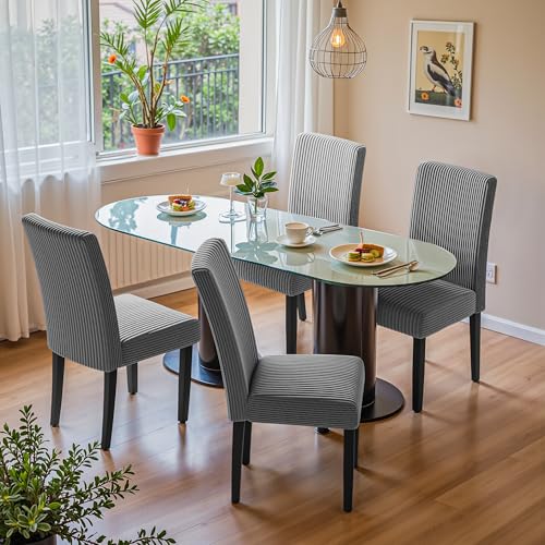 Image of Furmax Ergonomic Dining Chairs Set of 2, Upholstered Fabric Dinning Room Chairs, Velvet Kitchen Chairs with Adjustable Wood Legs for Kitchen Living Room (Velvet Grey, 2)